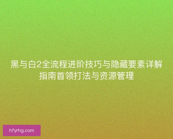 黑与白2全流程进阶技巧与隐藏要素详解指南首领打法与资源管理